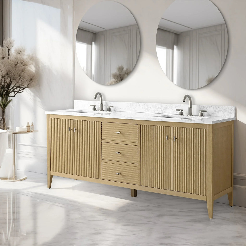Mobile bagno Vanity Art 72 con doppio lavabo e piano in marmo composito