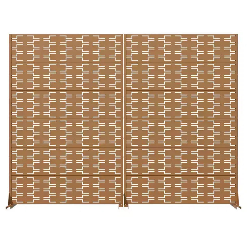 MAYEERTY Brick 01, brązowa ścianka działowa ze stali ocynkowanej, 72x47x16, 6-elementowy dwustronny ekran zapewniający prywatność i odporny na rdzę