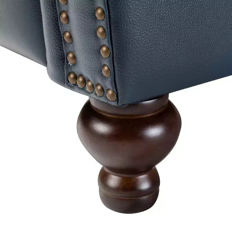 Conjunto de 2 cadeirões reclináveis Elisabete modernos, de costas altas, em pele genuína, com acabamento vintage de tachas, para sala de estar e quarto| ART OF LIVING DESIGNS