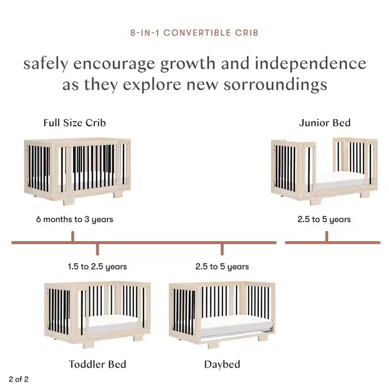 Berço convertível Babyletto Yuzu 8 em 1 com kits de conversão para todas as fases