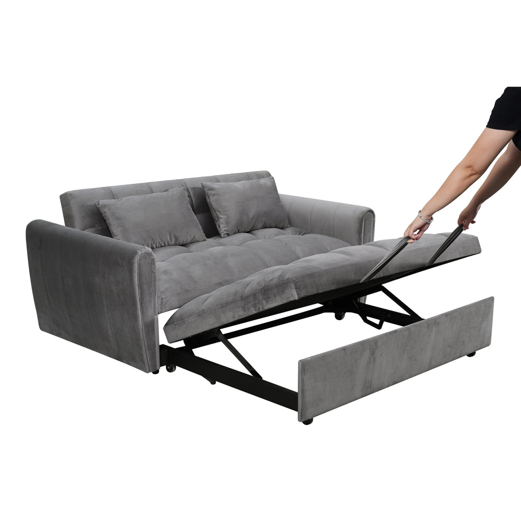 Divano letto convertibile 3-in-1 in velluto da 64,96", con schienale regolabile, tasca portaoggetti e portata di 500 lb