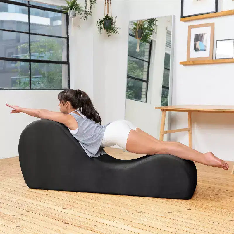 Espreguiçadeira elegante Avana para ioga - fabricada nos EUA - ideal para alongamentos, relaxamento, exercício e muito mais, 60D x 18W x 26H polegadas, cinzento-claro