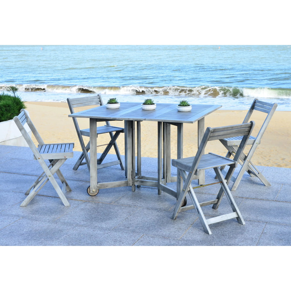 Conjunto de mesa de jantar exterior SAFAVIEH Brandy com 5 peças - 43Wx35Dx29H