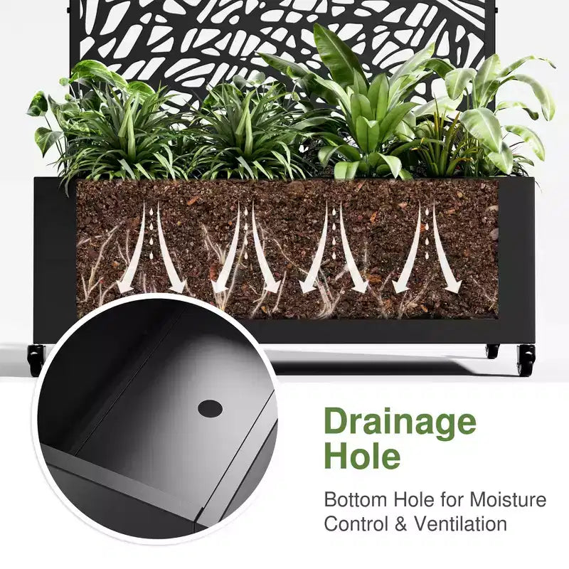 MAYEERTY floreira de ferro arqueada preta de 72x47 com treliça, conjunto de 3 peças, painel decorativo de jardim para pátio e varanda