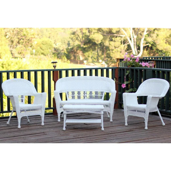 Set da conversazione da patio in vimini, 4 pezzi