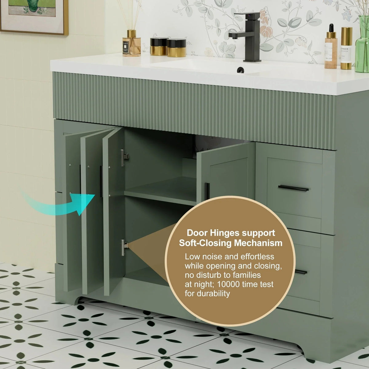 Wavy Line 30/36/48 Bathroom Vanity Set with Sink & Faucet