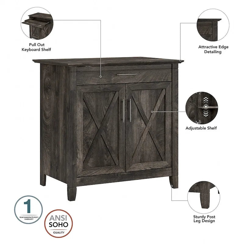 Bureau secrétaire Key West avec meuble de rangement, par Bush Furniture