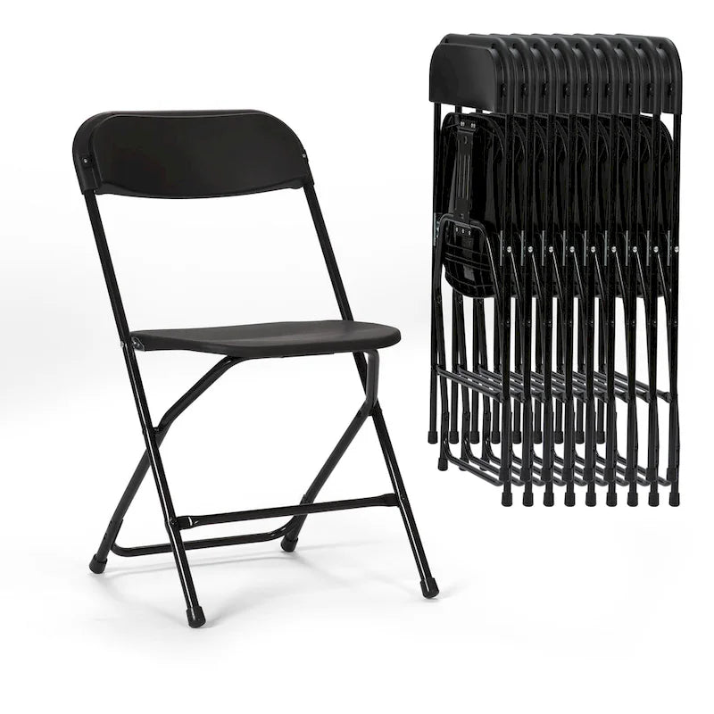 10 Pack Plastic Folding Chair 350lb. Capacity for Events Office Wedding Party Picnic Kitchen Dining