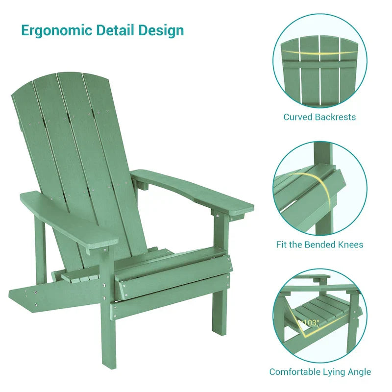 Conjunto de 4 cadeiras Adirondack de exterior em madeira resistente às intempéries Bonosuki