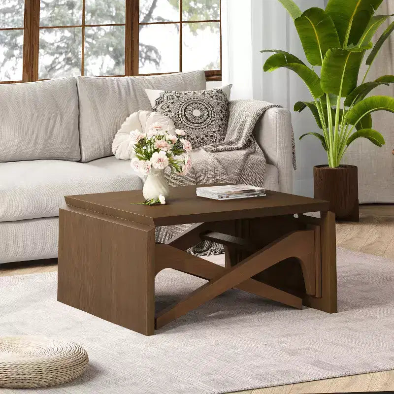 Table basse 2-en-1, table à manger extensible, table à hauteur réglable pour la maison et le bureau, gain de place - ModernLuxe
