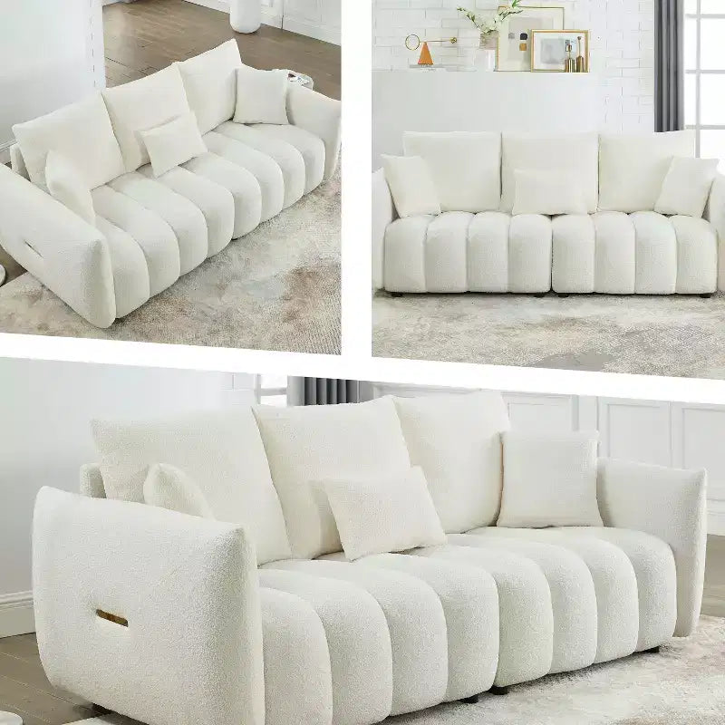 Divano moderno GDFStudio Alanna da 79,5 pollici, a 3 posti, rivestito in tessuto teddy con cuscini