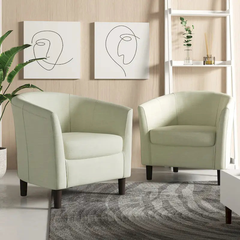 Conjunto de 2 cadeirões de destaque modernos em linho, estilo barril, com braços