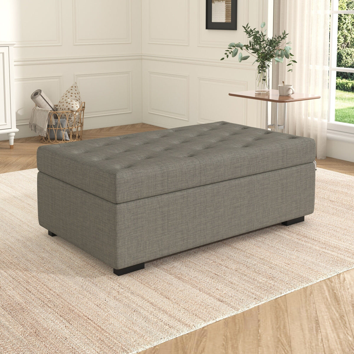 Canapé-lit pliant, pouf de 49,6 pouces avec canapé-lit pliant, pouf convertible faisant office de lit avec matelas à mémoire de forme et design capitonné