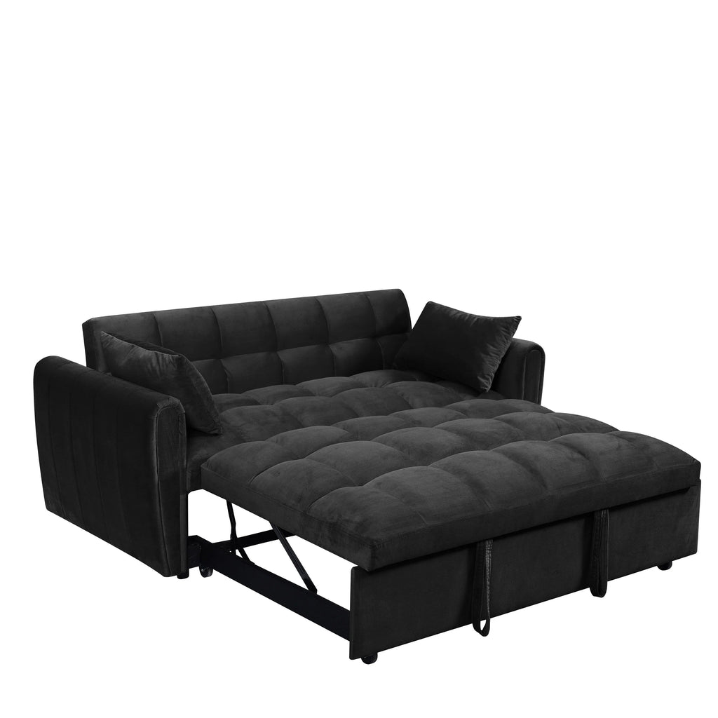 Divano letto convertibile 3-in-1 in velluto da 64,96", con schienale regolabile, tasca portaoggetti e portata di 500 lb