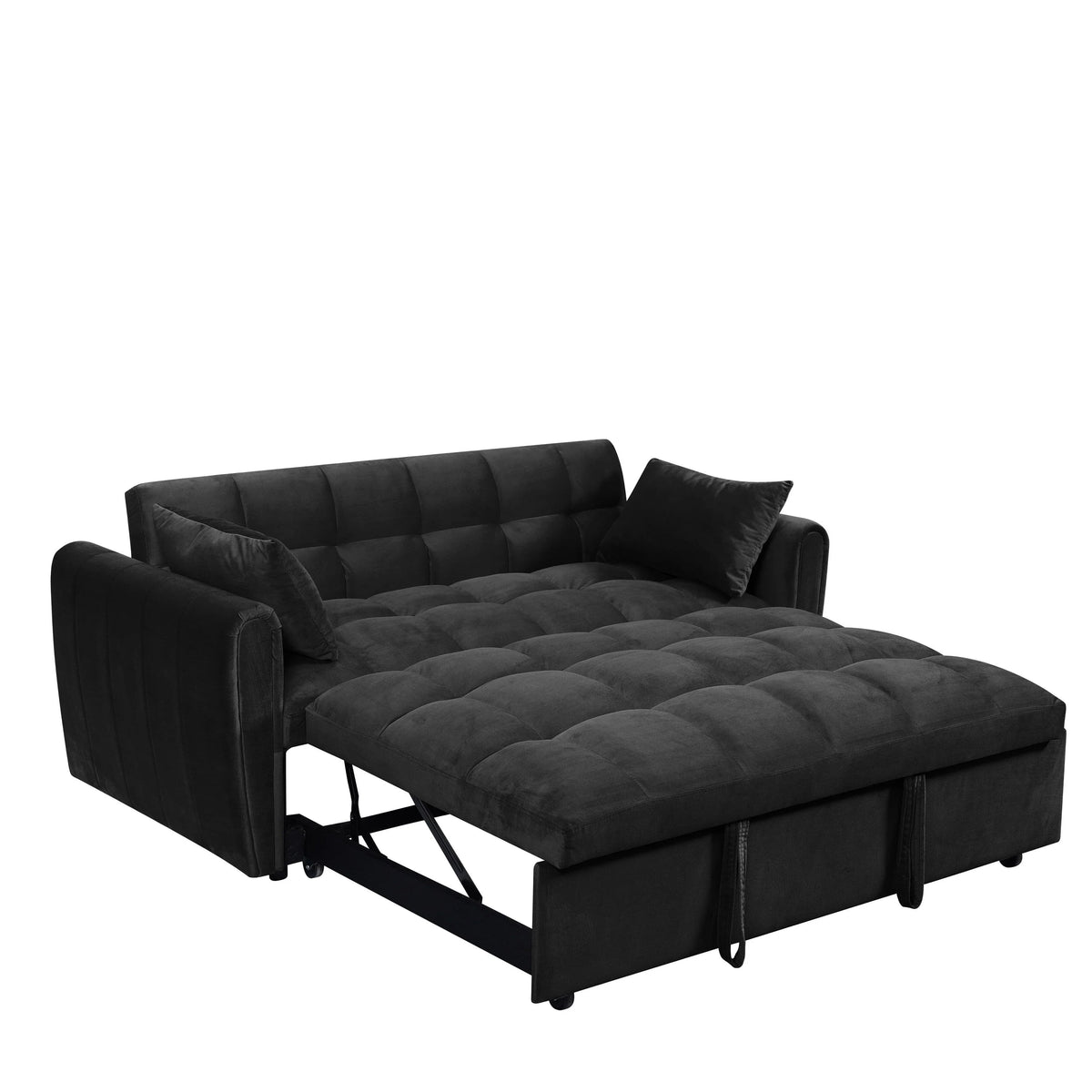 Divano letto convertibile 3-in-1 in velluto da 64,96", con schienale regolabile, tasca portaoggetti e portata di 500 lb