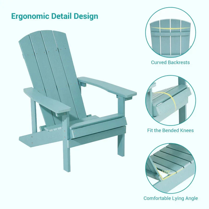 Conjunto de 4 cadeiras Adirondack de exterior em madeira resistente às intempéries Bonosuki