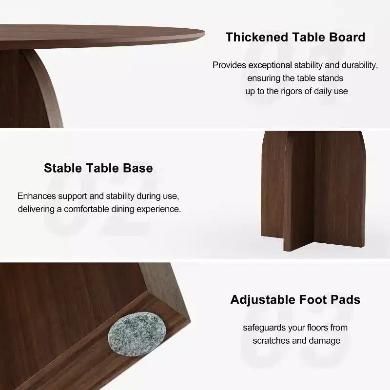Mesa de jantar redonda PexFix de madeira maciça, 45 x45, com acabamento em nogueira e pernas arqueadas elegantes para salas de jantar e cozinhas modernas