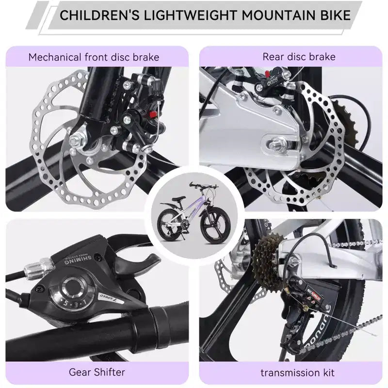 Mountain bike per bambini NAYSAYE da 20 pollici con trasmissione a 7 velocità e telaio in lega di magnesio, per bambini e bambine dagli 8 ai 12 anni, 57.09*21.65*29.92