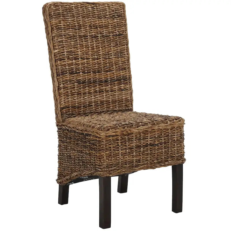 Set aus 2 Esszimmerstühlen aus natürlichem Flechtwerk, 19 B × 22 T × 41 H, Boho-Küstenstil