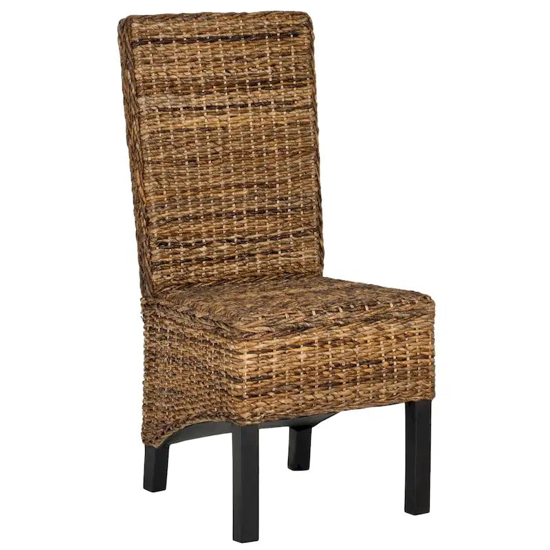 Set aus 2 Esszimmerstühlen aus natürlichem Flechtwerk, 19 B × 22 T × 41 H, Boho-Küstenstil