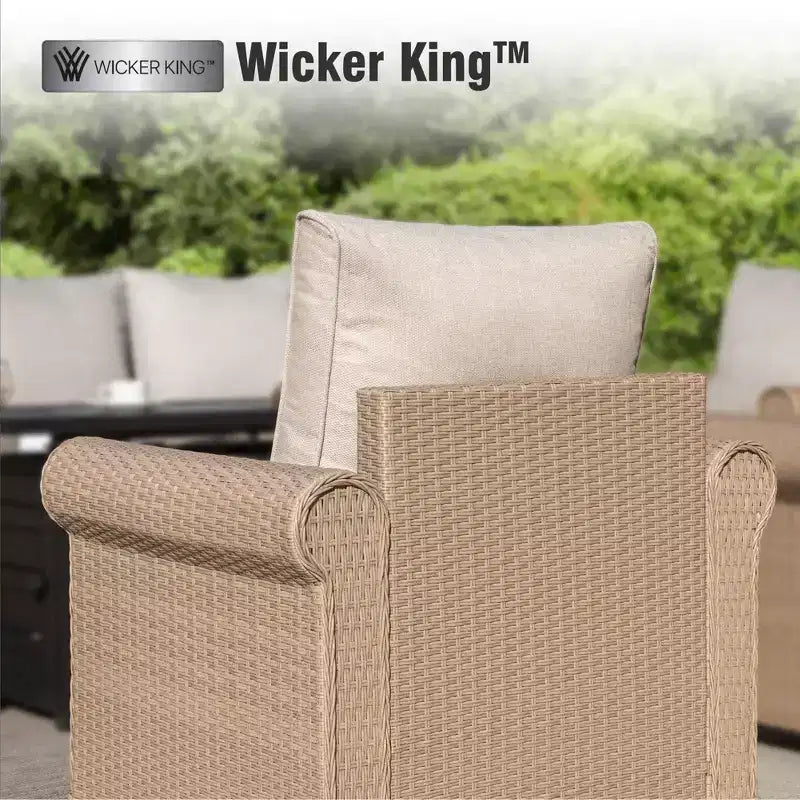 Conjunto de 6 peças de sofá de exterior de luxo em vime Captiva Designs para convívio, com apoios de braços curvos e almofadas