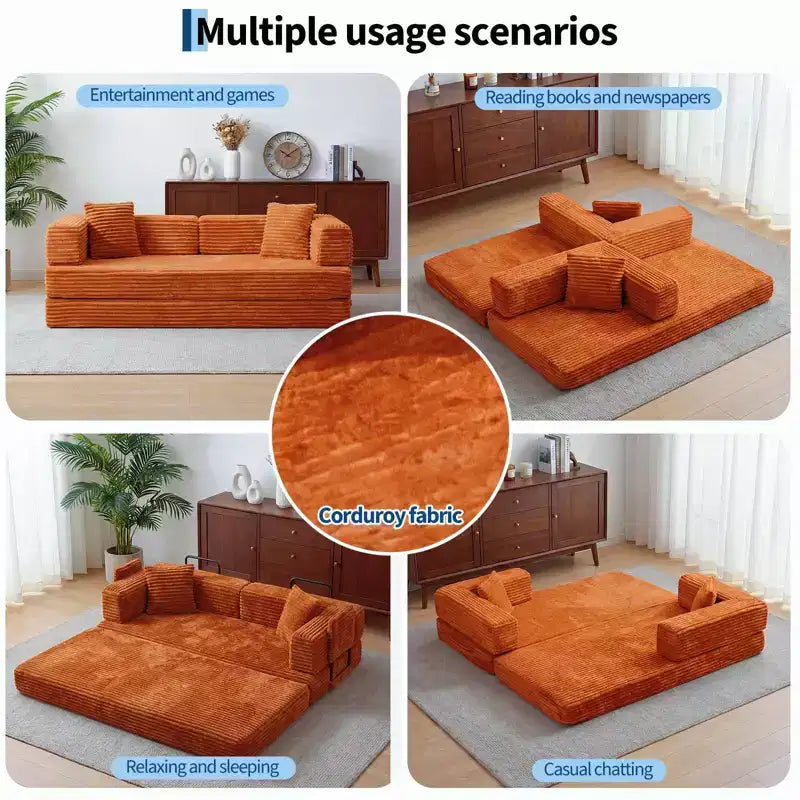 80.7 5-in-1 Divano letto trasformabile ??a coste, 1200 lbs, senza montaggio
