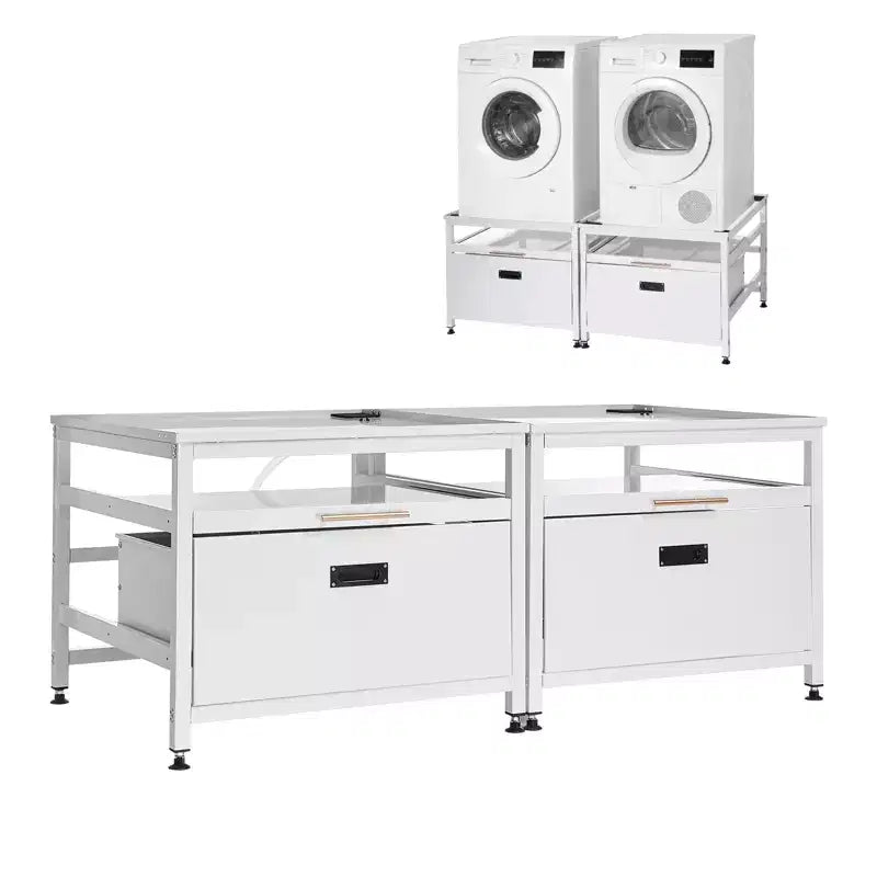 Estrado VEVOR para máquina de lavar roupa, altura de 22.6 in, estrados de 29x29 in para máquina de lavar e secar roupa com bandeja extraível e espaço de arrumação, capacidade de carga de 800 lbs, antiderrapante, branco