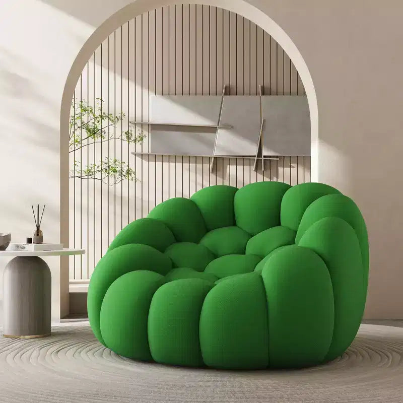 Sofá de chão Bubble de 47 polegadas com design curvo, cadeira tipo pufe 3D para a sala de estar, verde