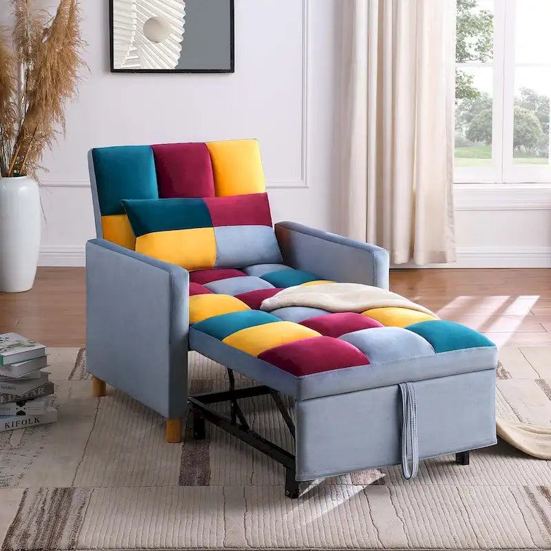 Poltrona letto trasformabile Aukfa, poltrona singola con cuscino