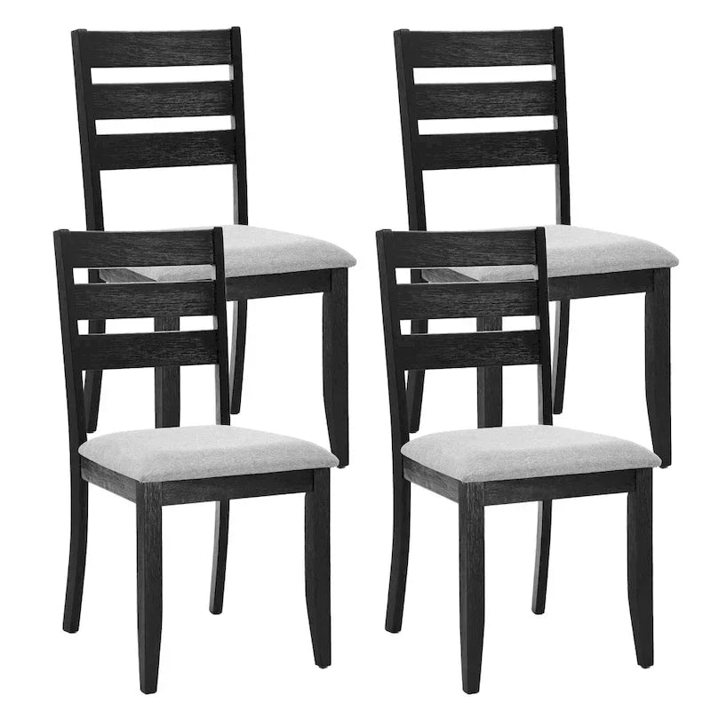 Set di 4 sedie da pranzo in legno con schienale a doghe