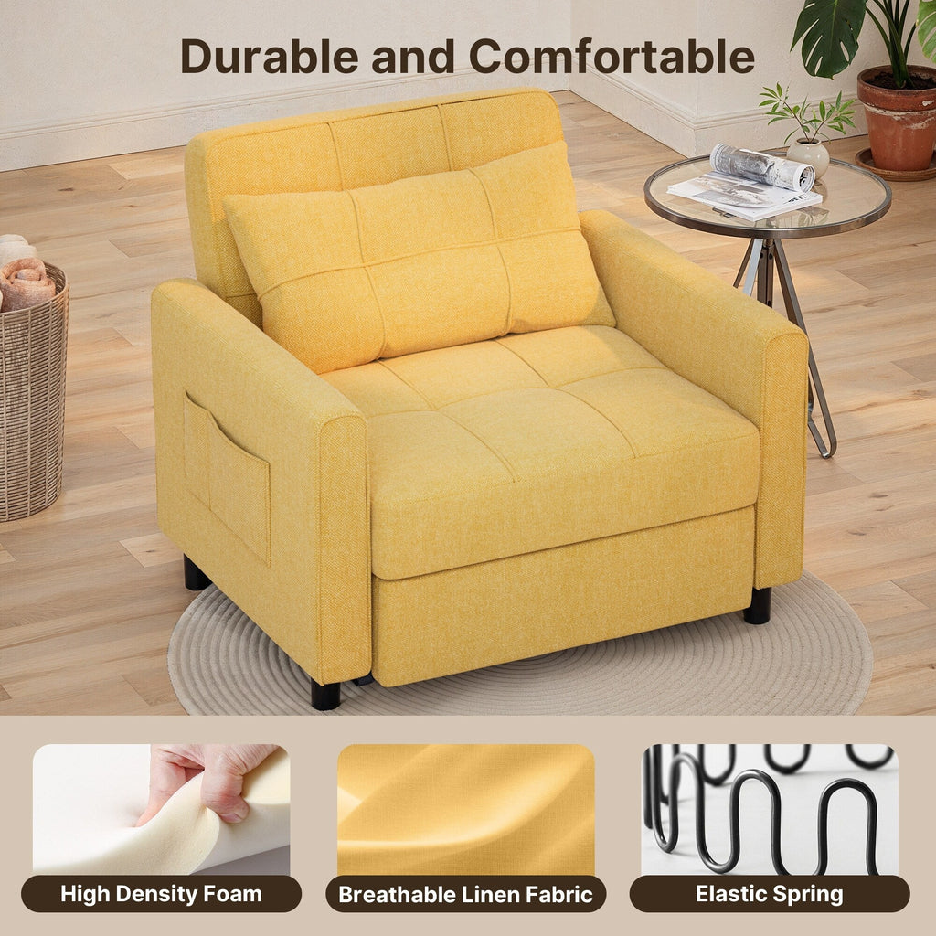 Sofá-cama ajustável 3 em 1, sofá-cadeira extraível, cama dobrável convertível para a sala de estar