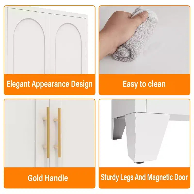 Armário de arrumação Homy Casa com 4 portas, painéis de cana e prateleiras ajustáveis para sala de estar, sala de jantar ou entrada, preto e natural
