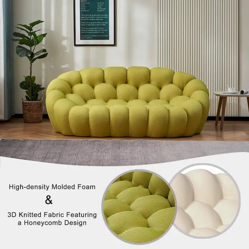 Sofá relax curvo Bubble de 2 lugares, em forma de favo de mel, com tecido têxtil 3D, para sala de estar, salão ou apartamento