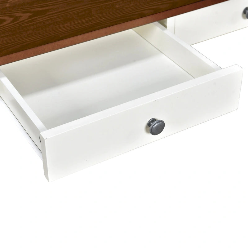 6-teiliges Esszimmer-Set aus Holz mit 4 Stühlen und Bank, Tisch mit Schublade