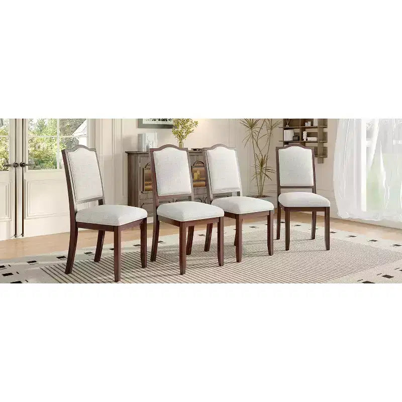 Ensemble de 4 chaises de salle à manger de style maison de campagne, à dossier haut et assise rembourrée