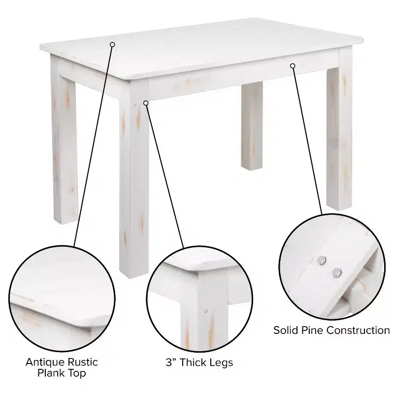 Tavolo da pranzo rettangolare in pino massello Flash Furniture, 46 x 30