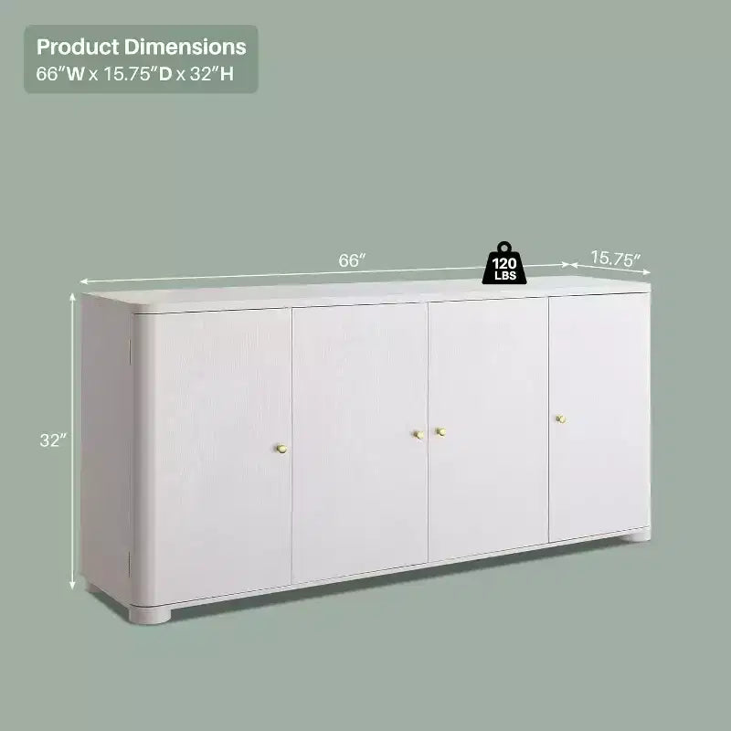 Küchenbuffet und Anrichte mit 4 Türen und Regalböden, moderner großer Buffetschrank mit Stauraum, 66-Zoll-Kaffee-Barschrank