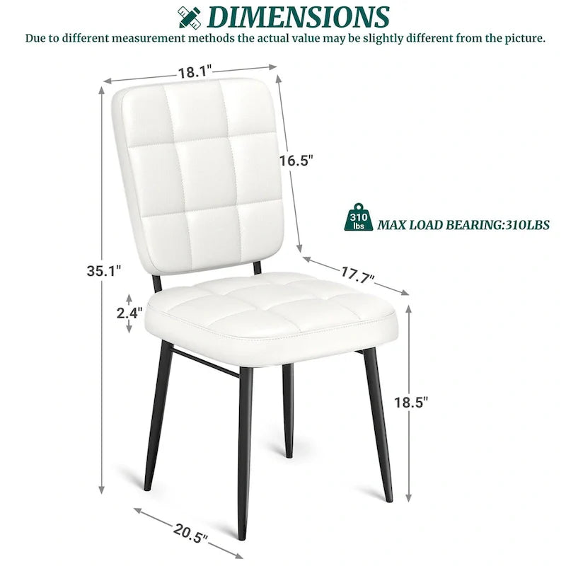 Chaises de salle à manger modernes, lot de 2/4/6/8, chaises de cuisine rembourrées avec coussin épais pour salle à manger