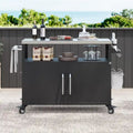 Ilha de cozinha exterior com tampo em aço inoxidável, mesa carrinho para grelhador em metal com armário de arrumação - N/A