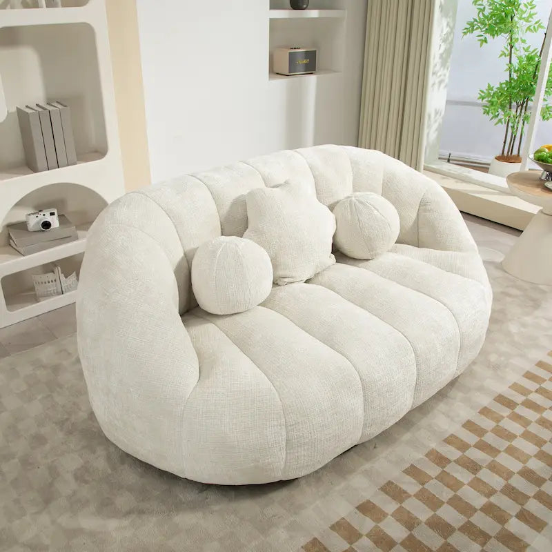 Witte chenille loungefauteuil van 63,78 met schuim met hoge dichtheid