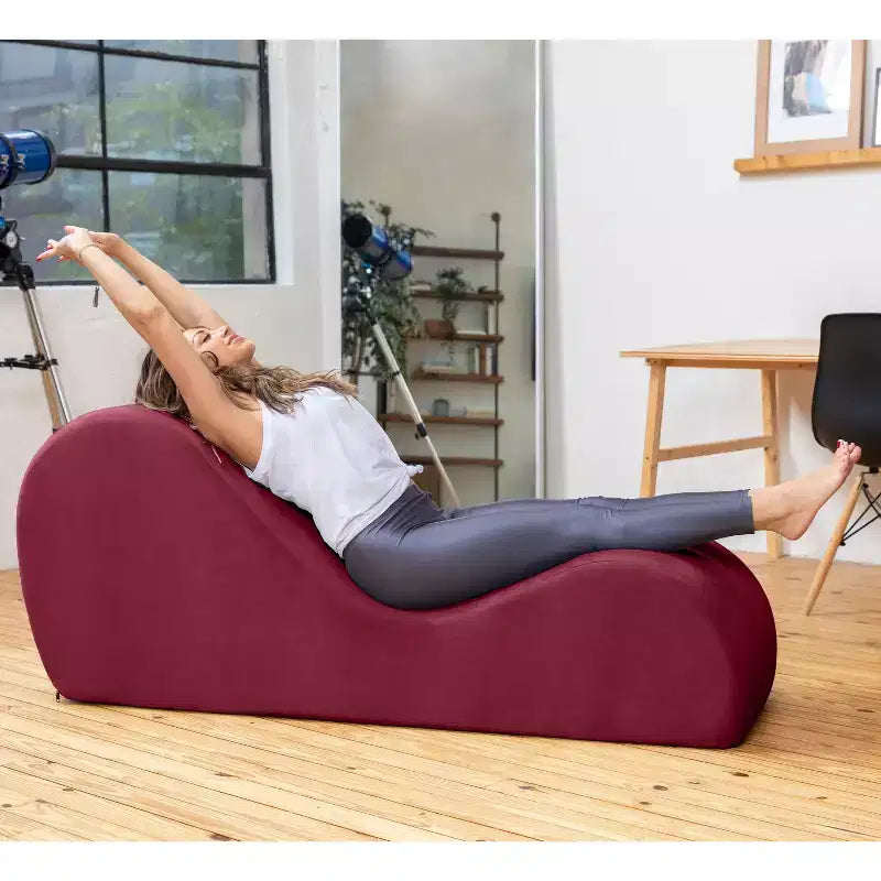 Espreguiçadeira elegante Avana para ioga - fabricada nos EUA - ideal para alongamentos, relaxamento, exercício e muito mais, 60D x 18W x 26H polegadas, cinzento-claro
