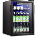 Mini chladnička - nápojová chladnička na 100 plechovek, vinotéka, průhledné skleněné dveře, malá chladnička s dotykovou obrazovkou - 2.6 Cu. Ft.