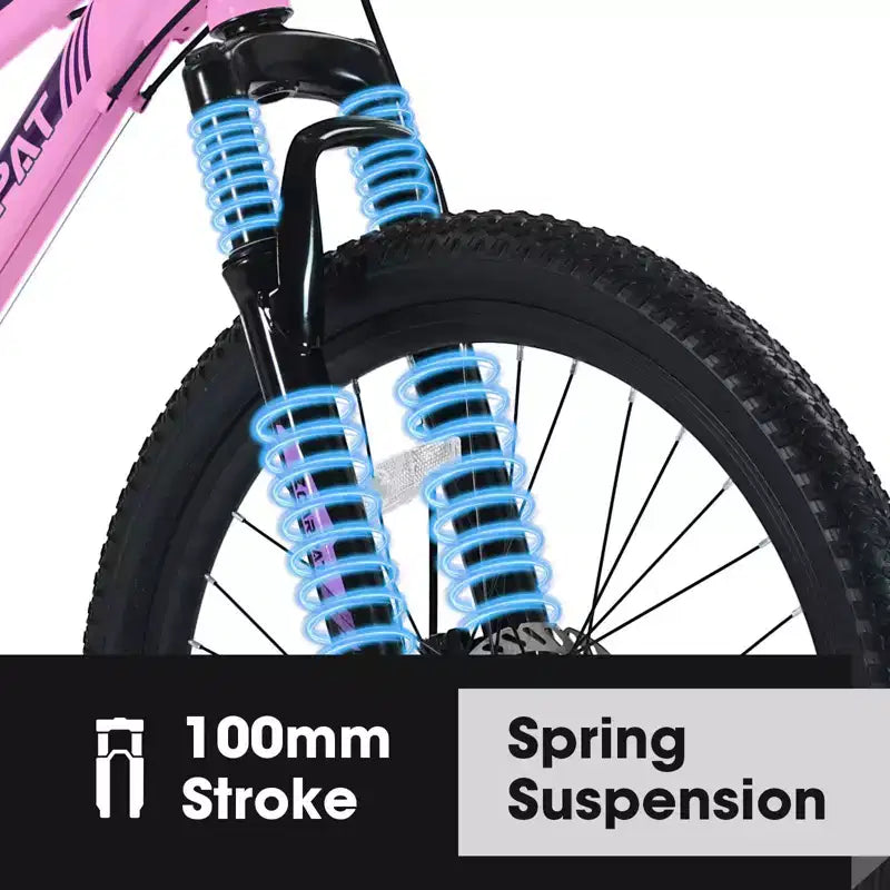 Mountain bike Okak da 24/26 pollici con 21 velocità e freni a doppio disco, bicicletta per bambini con sospensione anteriore da 100 mm, bici da sterrato per adolescenti e donne