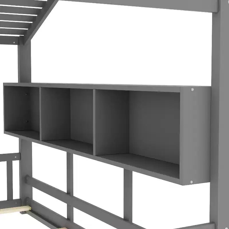 Estrutura de cama de plataforma para crianças de tamanho individual/duplo, cama de chão Montessori infantil, cama casinha de brincar com prateleira de arrumação - ModernLuxe