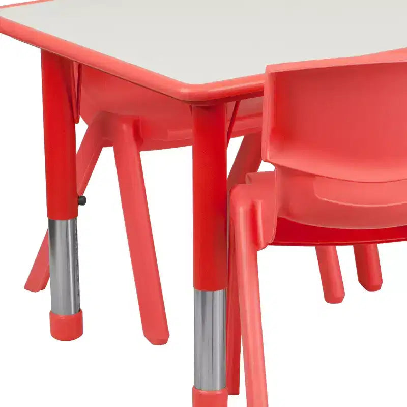 Rechteckiges, höhenverstellbares Aktivitätstisch-Set aus Kunststoff von Emma und Oliver, 23,625 W × 47,25 L, mit 6 Stühlen