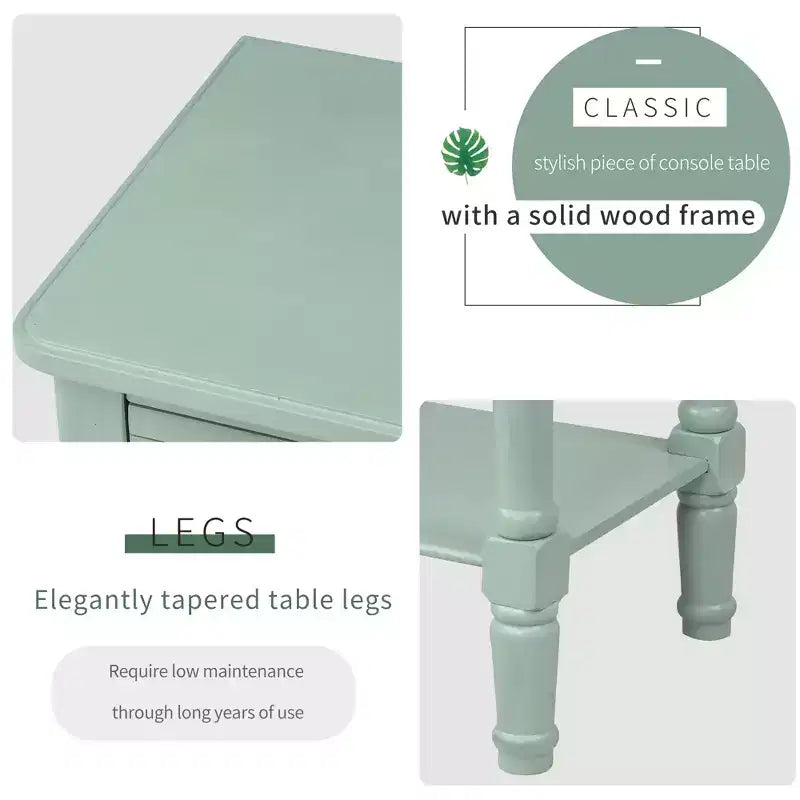 Mesa de consola estreita de 23.7 pol. com 3 gavetas e prateleira, mesa de sofá para entradas ou salas de estar pequenas