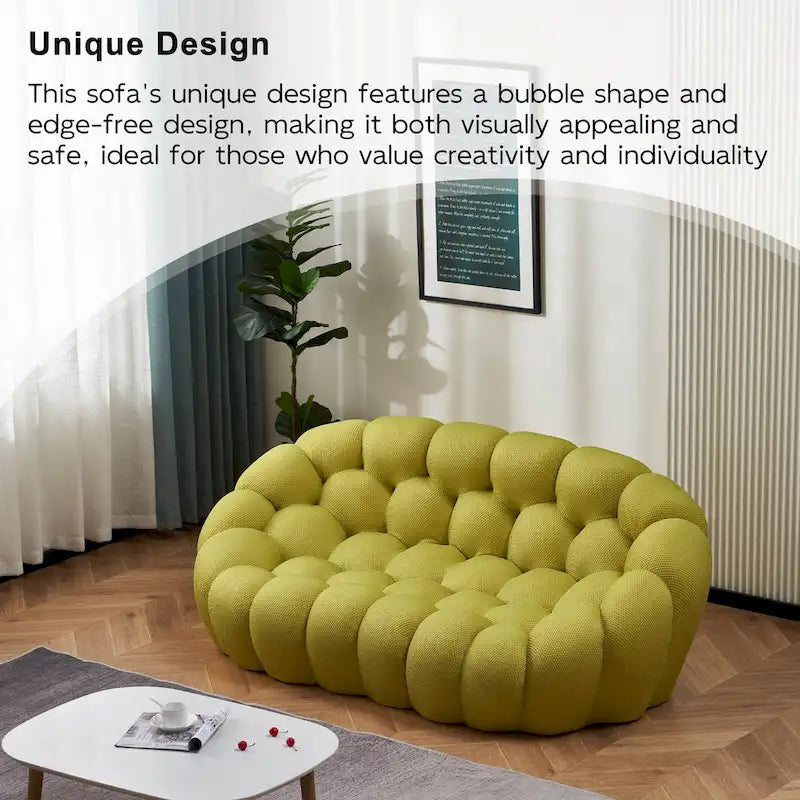 Sofá relax curvo Bubble de 2 lugares, em forma de favo de mel, com tecido têxtil 3D, para sala de estar, salão ou apartamento