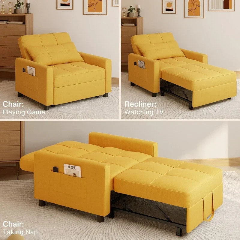 Sofá-cama ajustável 3 em 1, sofá-cadeira extraível, cama dobrável convertível para a sala de estar