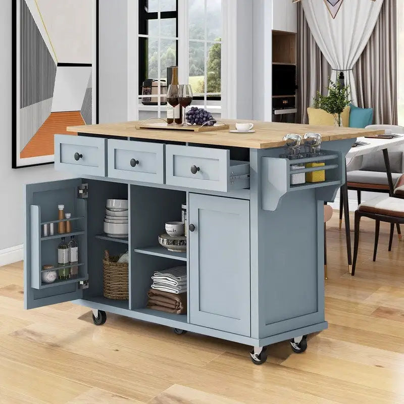 Portable Rolling Kitchen Island Cart with Storage