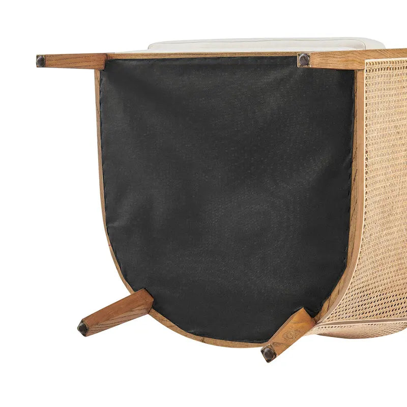 Fauteuil d’appoint Tillman en lin avec rotin